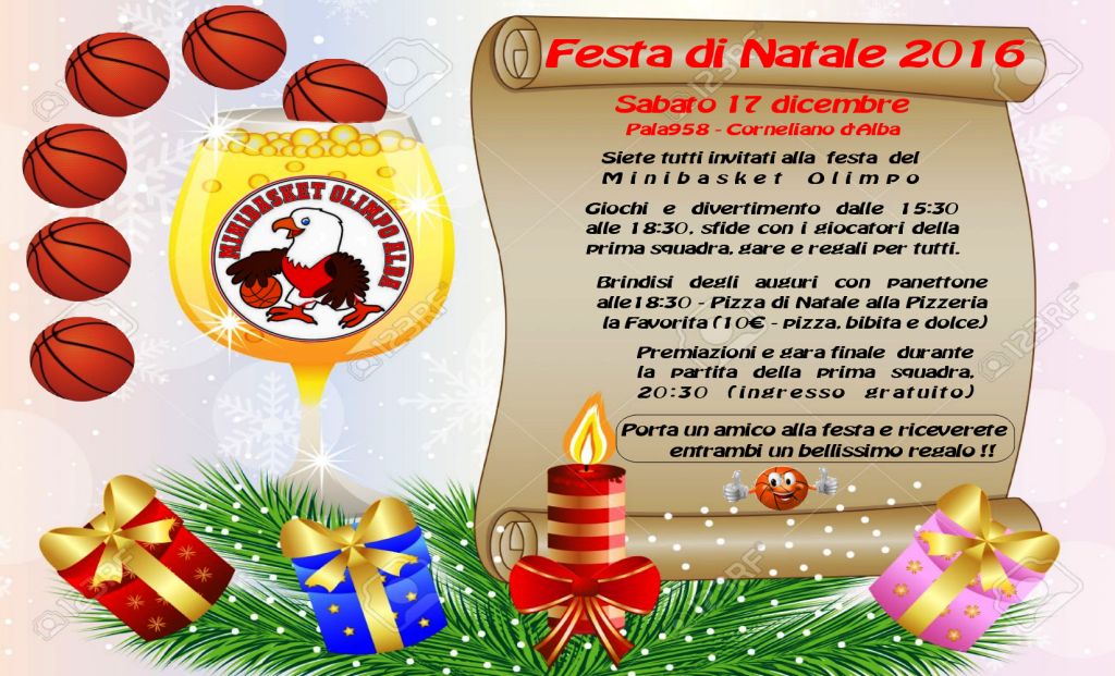 Feste Di Natale Per Bambini.Mega Festa Di Natale Per Bambini E Ragazzi Del Minibasket Prima Di Alba College Olimpo Basket Alba